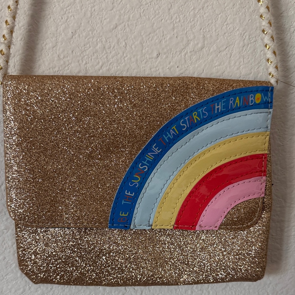 Glittery Gold Rainbow Crossbody Bag